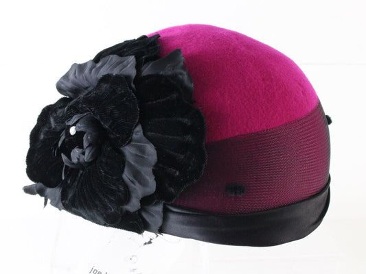 Joe Bill Miller Ladies Fuchsia And Black Ladies Wool Felt Hat 7 3/8 59cm