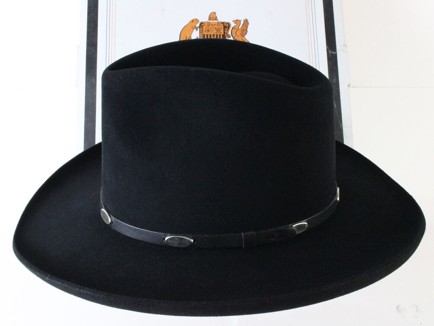 Vintage Stetson Mens Black Beaver Fur Felt Cowboy Hat 4x 7 56cm