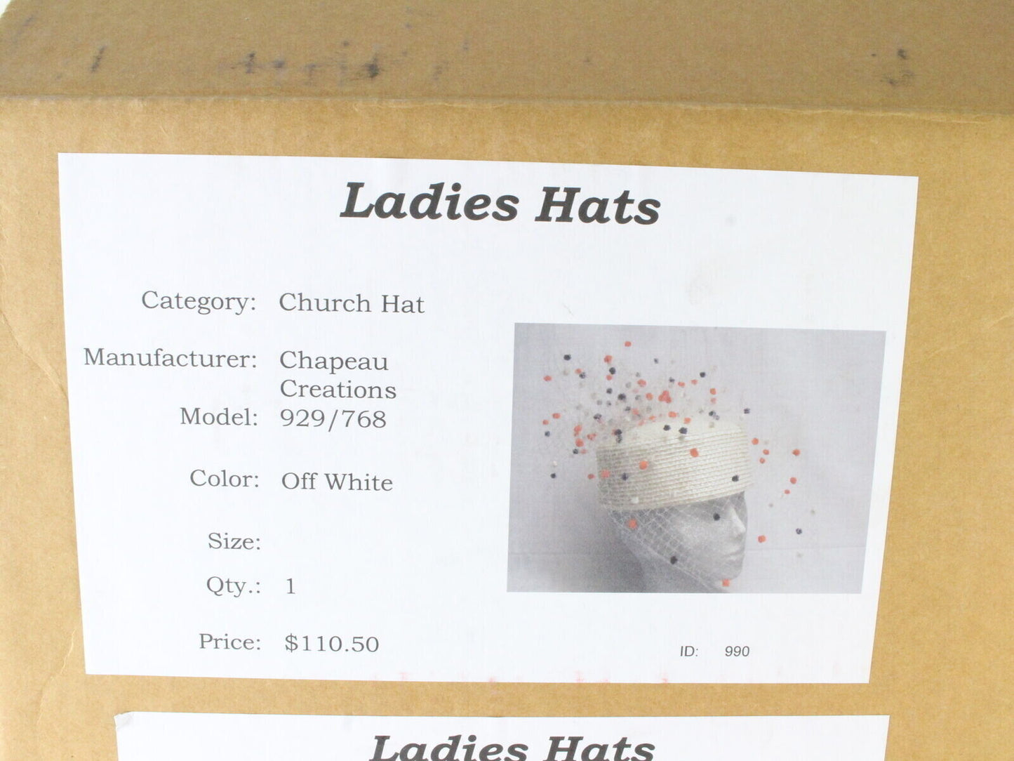 Chapeau Creations Ladies Cream Boutique Hat W/ Tiny Pom Poms 6 3/4 54cm