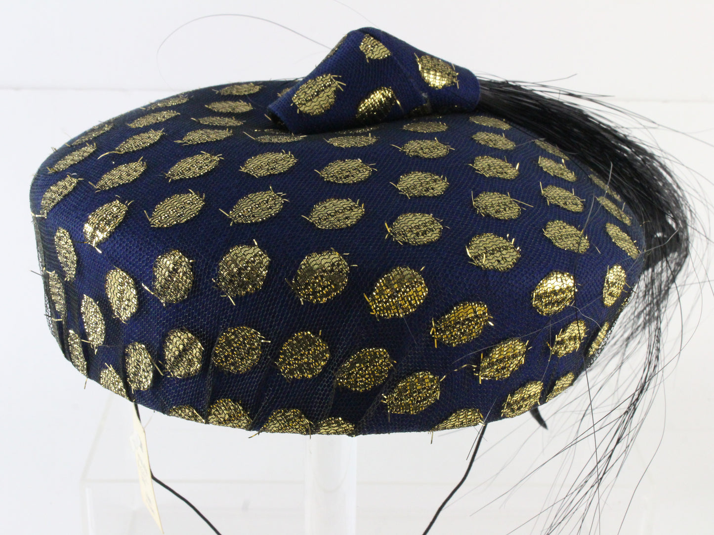 Sonni of California Ladies Fancy Royal Blue and Gold Wool Felt Hat 7 1/8 57cm