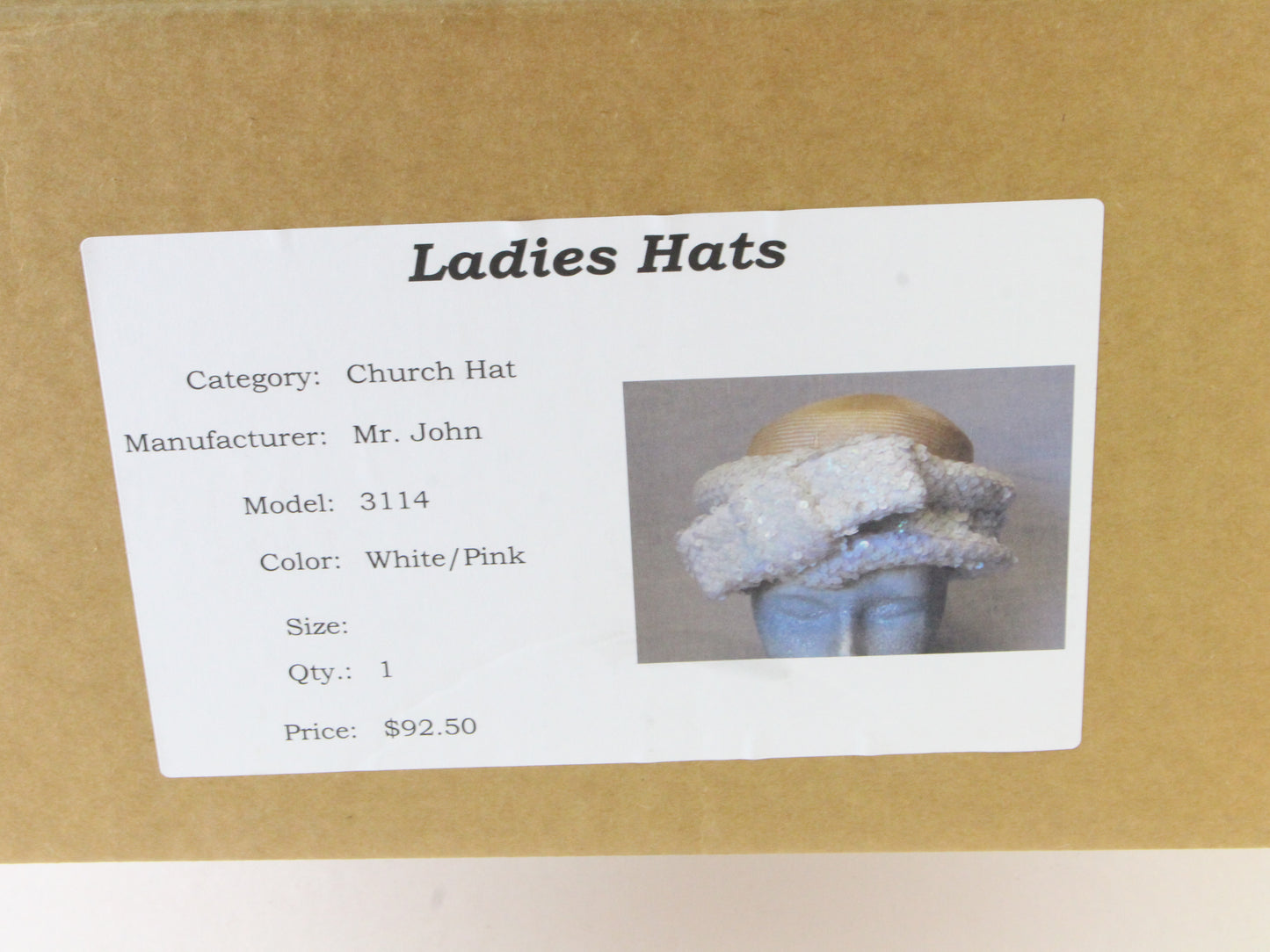 Mr John Classic Ladies White And Pink Pillbox Straw Hat W/ Sequins 6 7/8 55cm