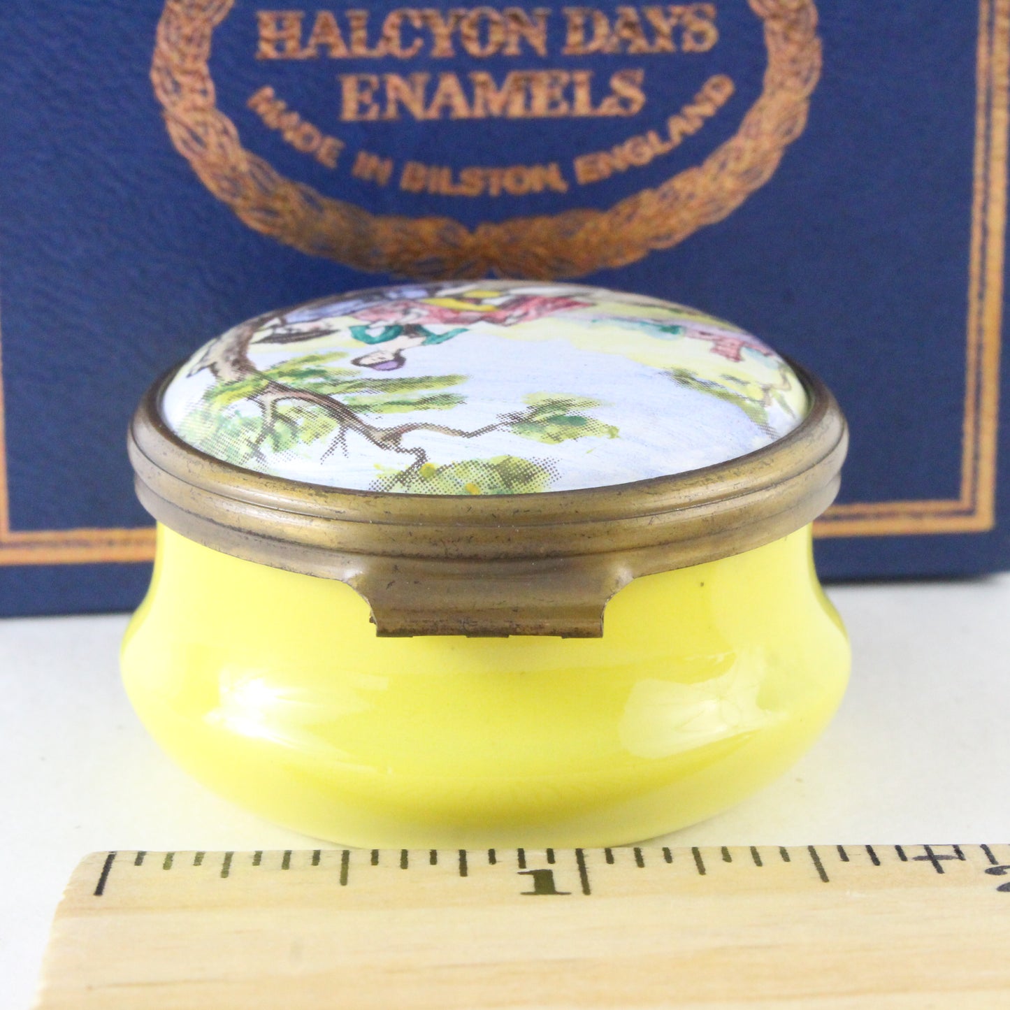 Vintage Halcyon Days Bilston & Battersea Enamel Box With Happy Anniversary