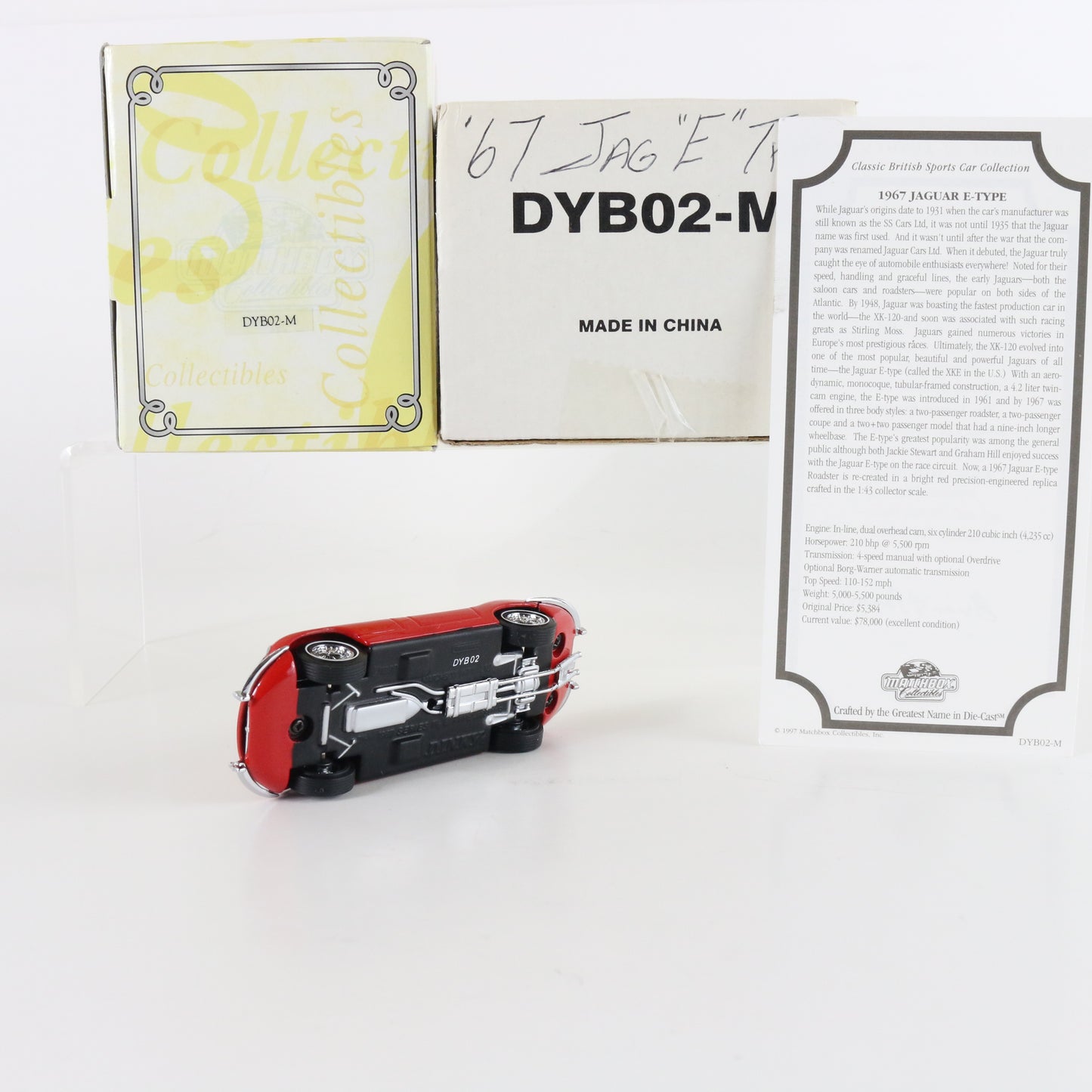 1967 Jaguar E Type Red British Sports Car Matchbox 1:43 Dybo2-m Model Car