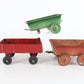 Set of 3 Vintage Metal Trailers by Ertl, Red, Green, Orange