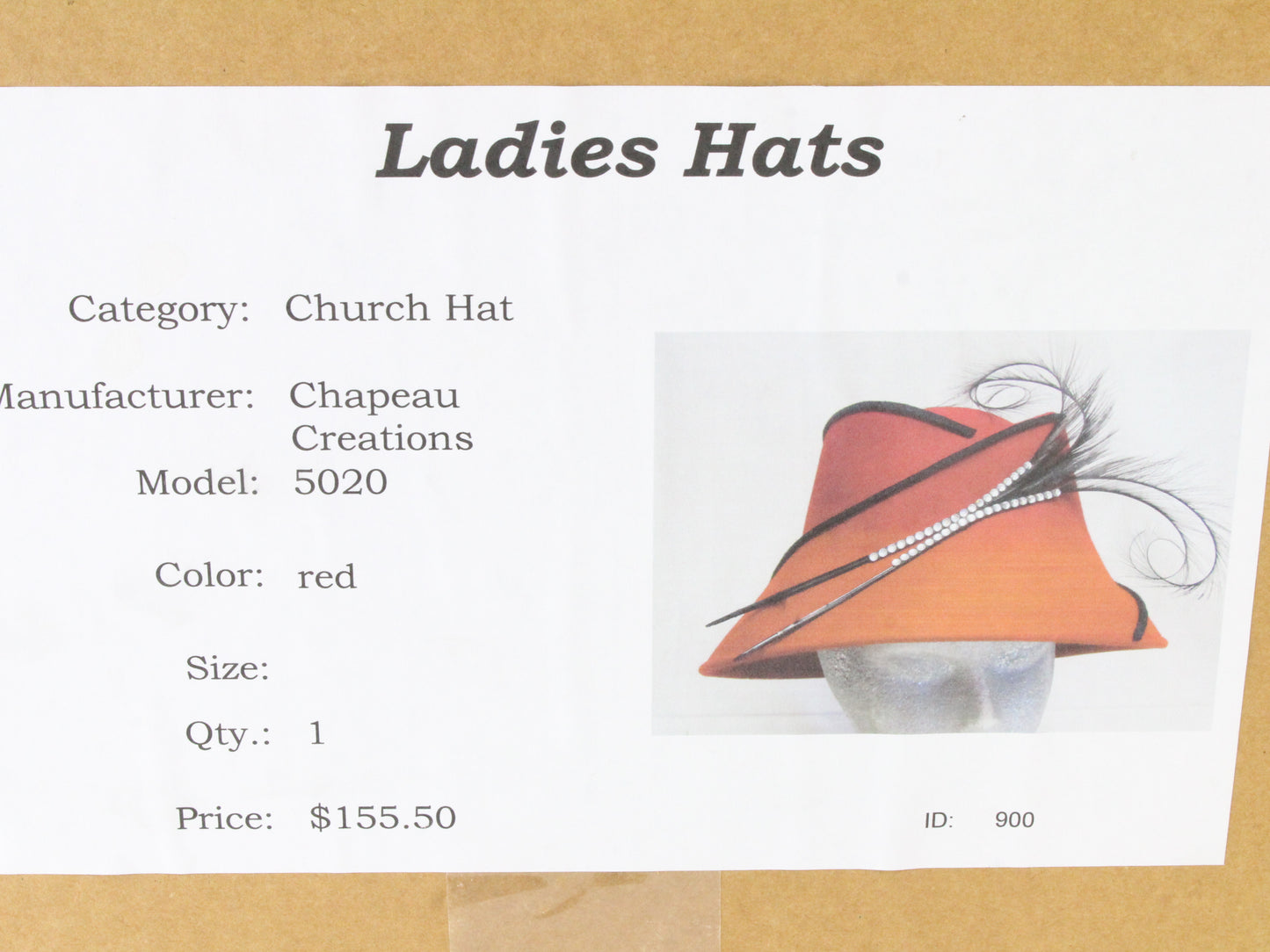 Chapeau Creations Ruth Kropveld Chic Red Black Designer Ladies Hat 6 7/8 55cm