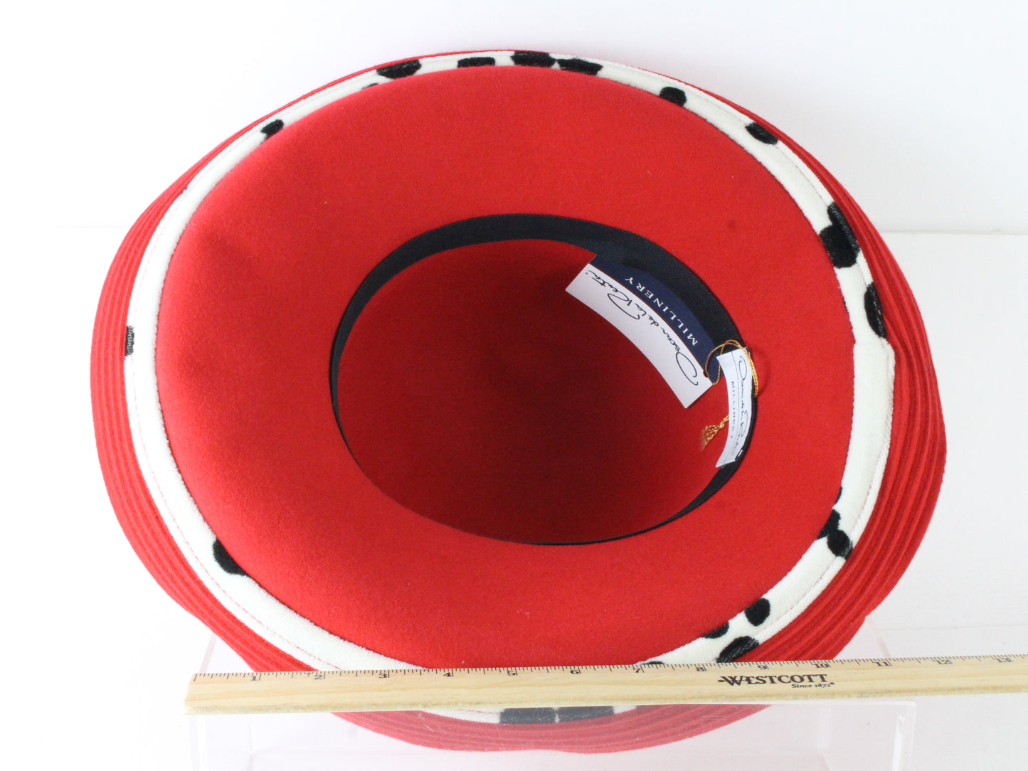 Oscar De La Renta Millinery Ladies Boutique Red Dalmation Print Hat 7 56cm