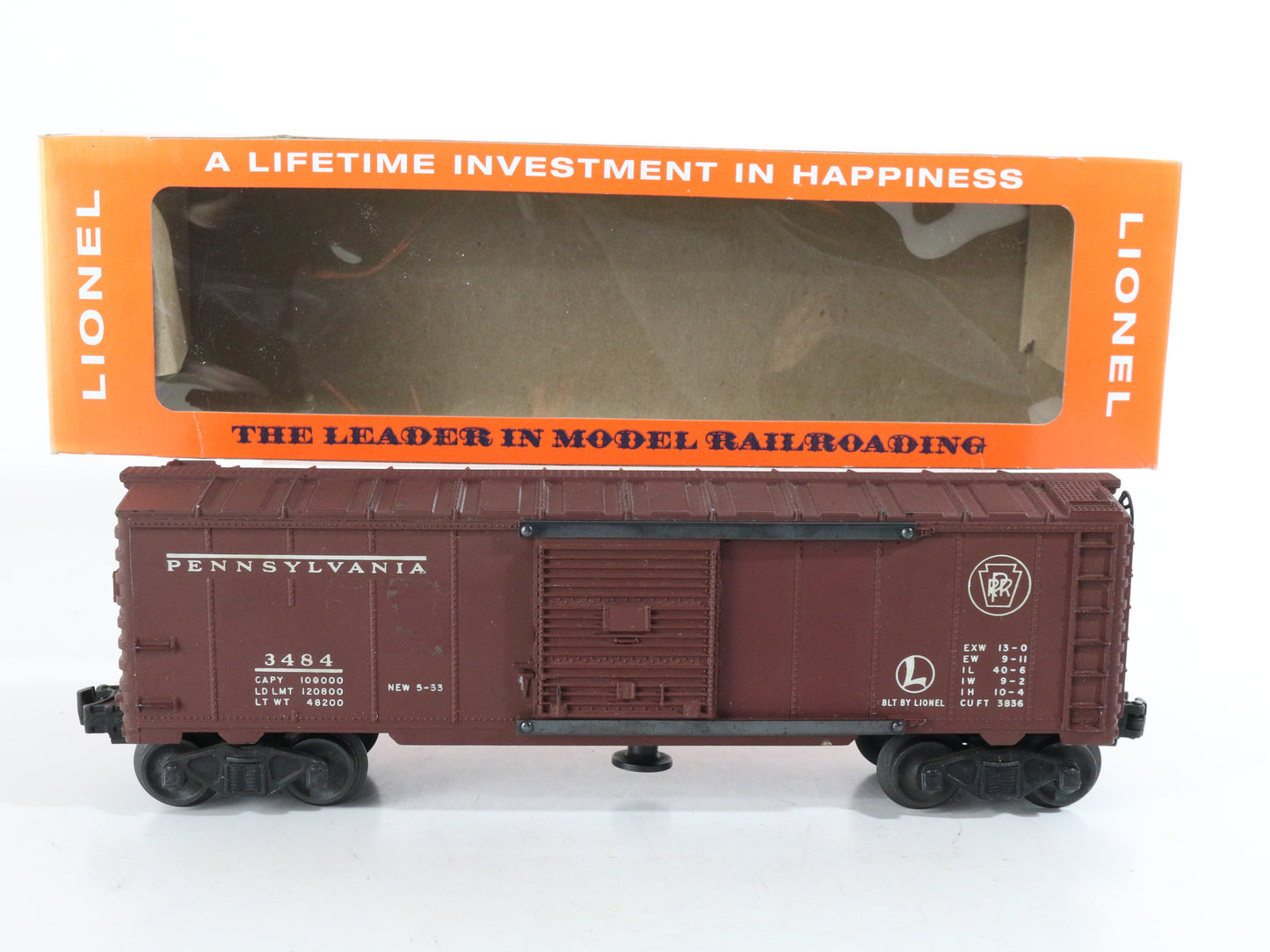 Lionel O Postwar 3484 Pennsylvania PRR Operating Single Door Boxcar