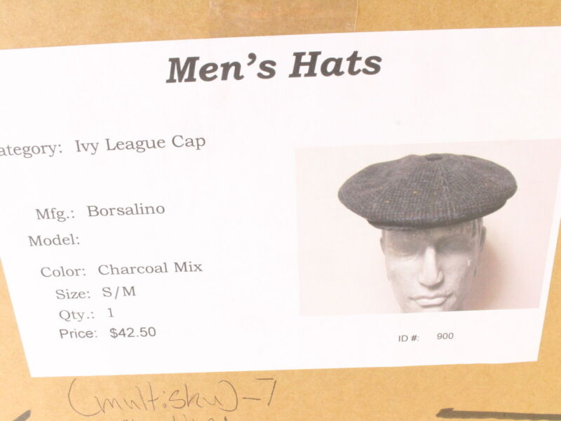 Borsalino Mens Charcoal Mix Felt Ivy Cap Newsboy Style 6 7/8 55cm