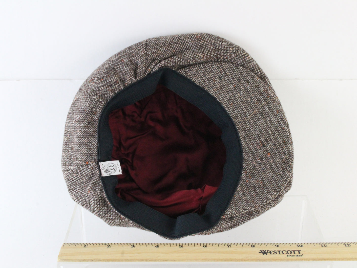 Mens Brown Mix Tweed Eight Quarter Cap Newsboy Hat One Size