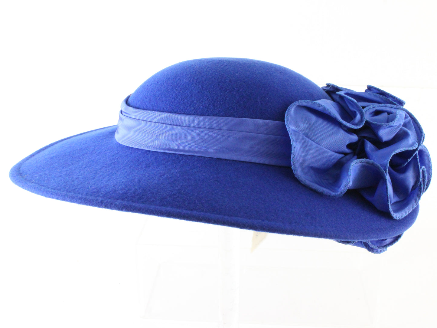 Sonni of California Ladies Royal Blue Wool Felt Hat W/ Ribbon 6 5/8 53cm