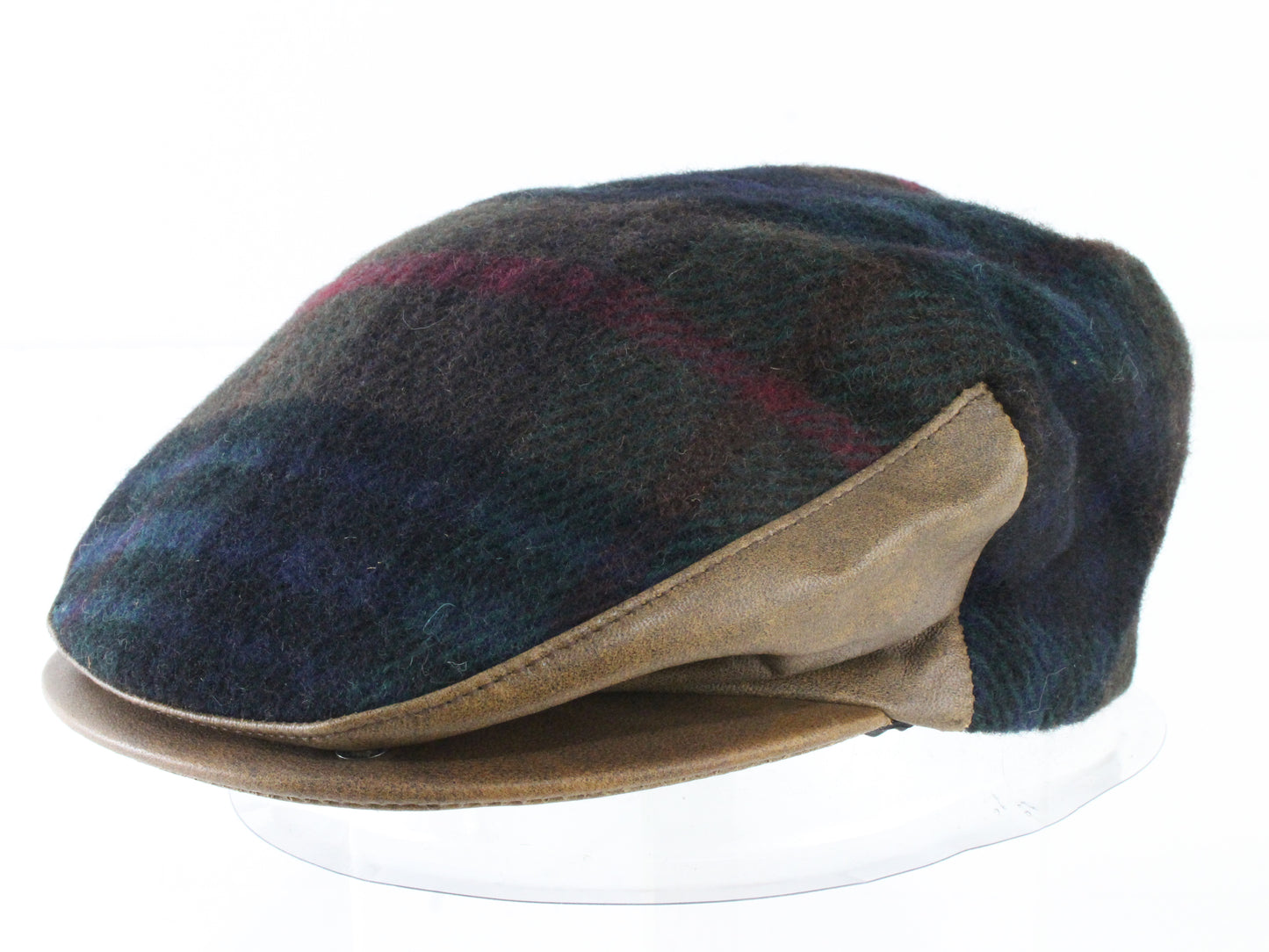 Lake of the Isles Mens Plaid Wool and Genuine Leather Sport Cap M