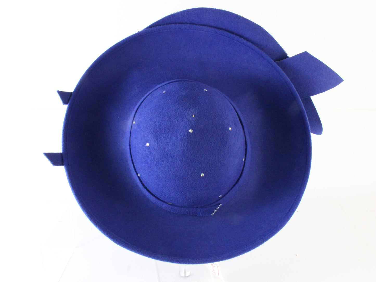 George Zamaul Couture Ladies Royal Blue Felt Hat W/ Rhinestones 7 1/8 57cm