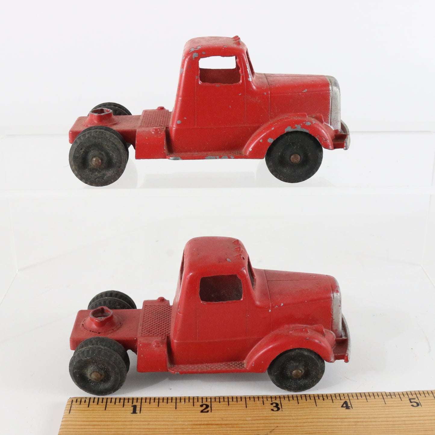 Lot Of 2 Tootsietoy Red Diecast Semi Trucks 4.25"