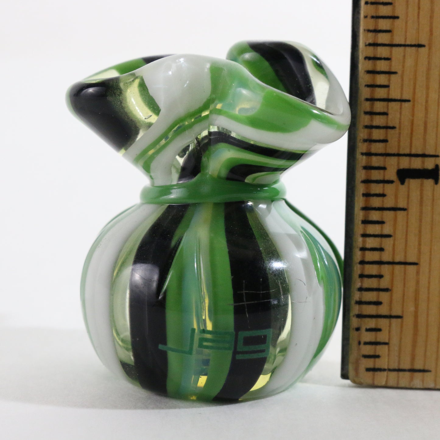 JAG Just Another Gallery Glass Money Bag Green Black & White #12 1.5"