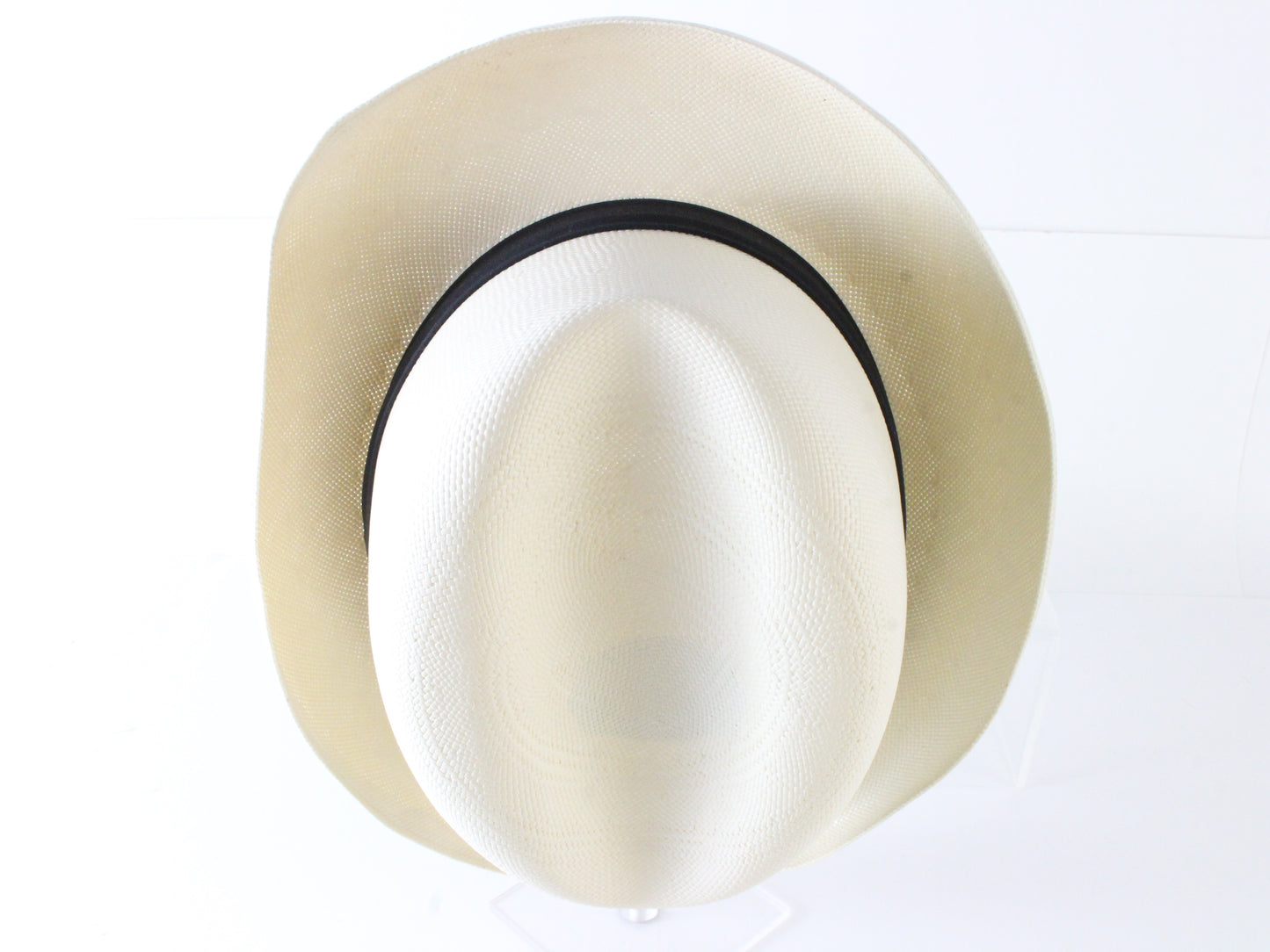 Dobbs Fifth Avenue Mens Natural White Straw Homburg W/ Black Band MULTIPLE SIZES