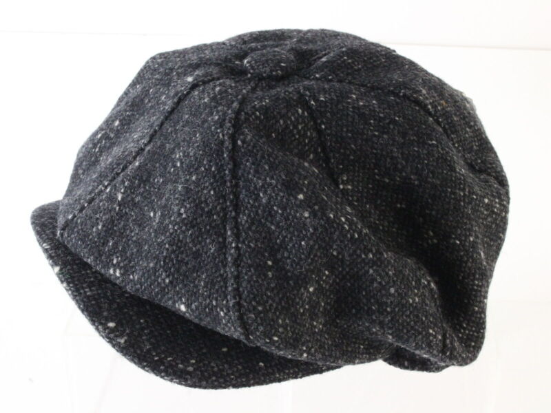 John Hanley & Co Ltd Mens Charcoal Gray Tweed Ivy Cap PURE WOOL MULTIPLE SIZES