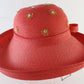 Tim Crawford Ladies Red Boutique Hat W/ Gold Flowers and Rhinestones 6 7/8 55cm