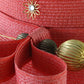 Tim Crawford Ladies Red Boutique Hat W/ Gold Flowers and Rhinestones 6 7/8 55cm