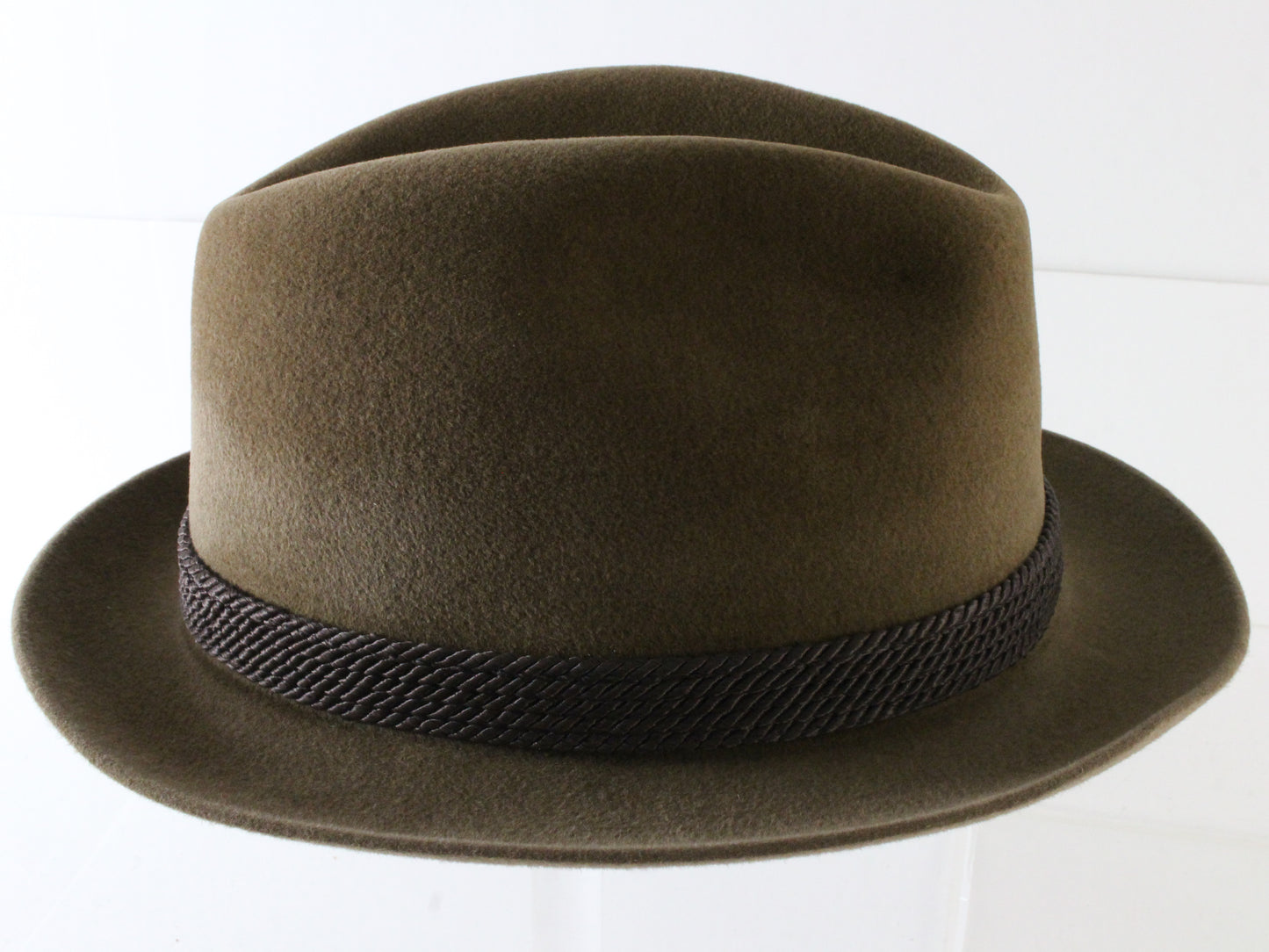 Dobbs Fifth Ave Hunter Mt Mens Brown Felt Fedora W/ Feather and Pin 7 3/8 59cm