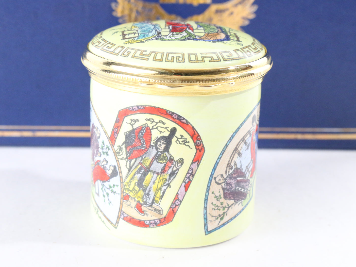 Bilston Battersea Halcyon Days The Mikado Enamel Trinket Box Gilbert & Sullivan