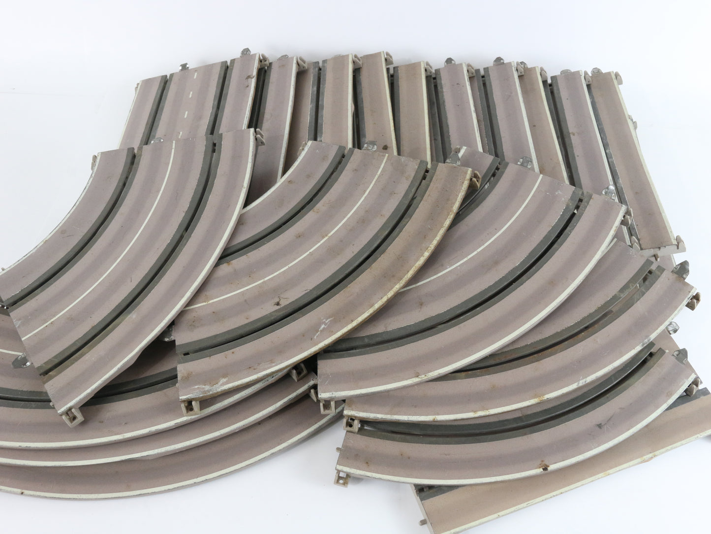 20-piece Vintage Metal Slot Car Tracks Set, Straight and Curved