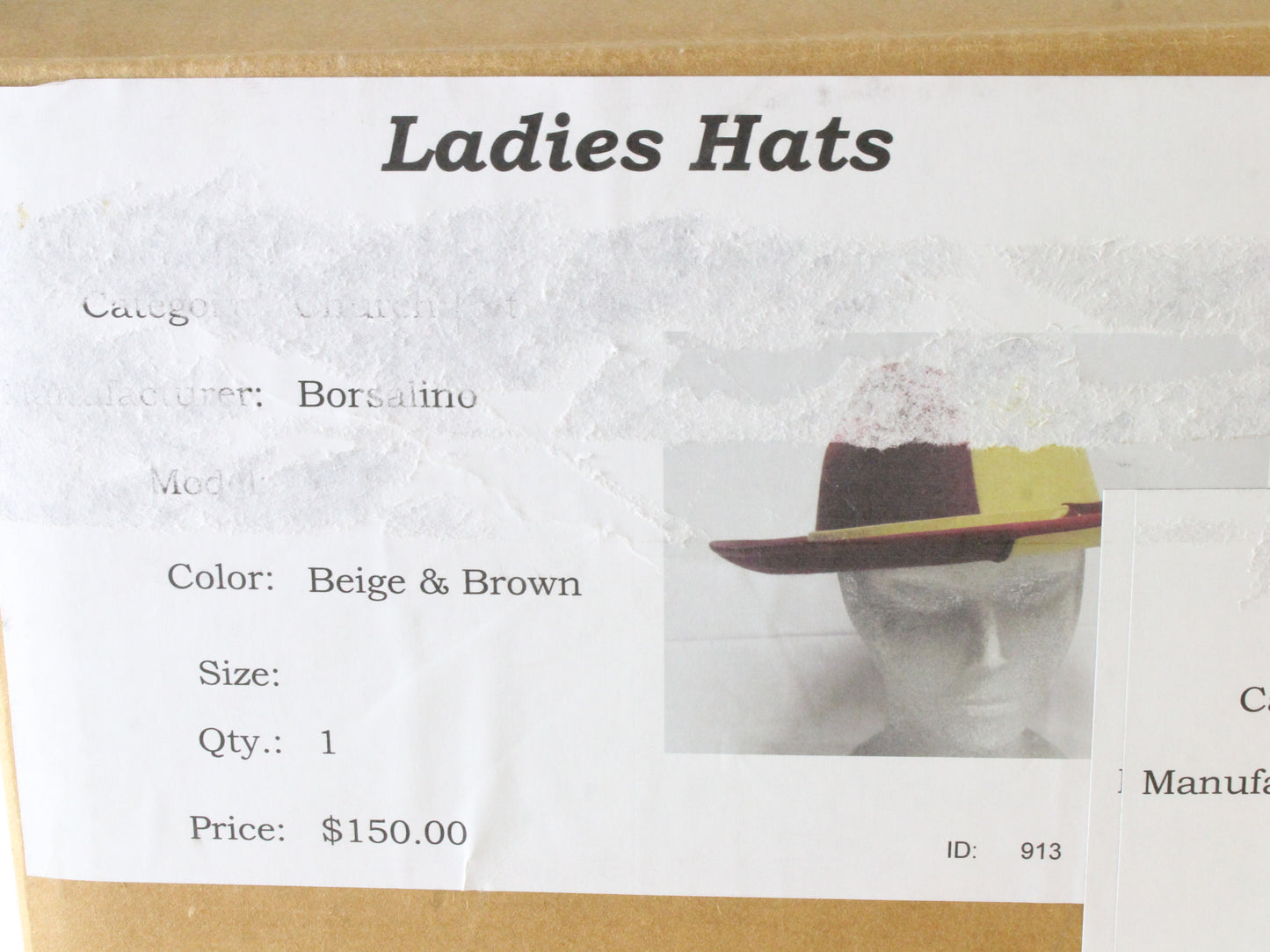 Borsalino Italian Fancy Boutique Ladies Beige Burgundy 2 Tone Felt Hat Size: M