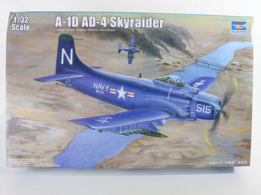 A-1d Ad-4 Skyraider Military Plane Kit Trumpeter 1:32 02252 No Instructions