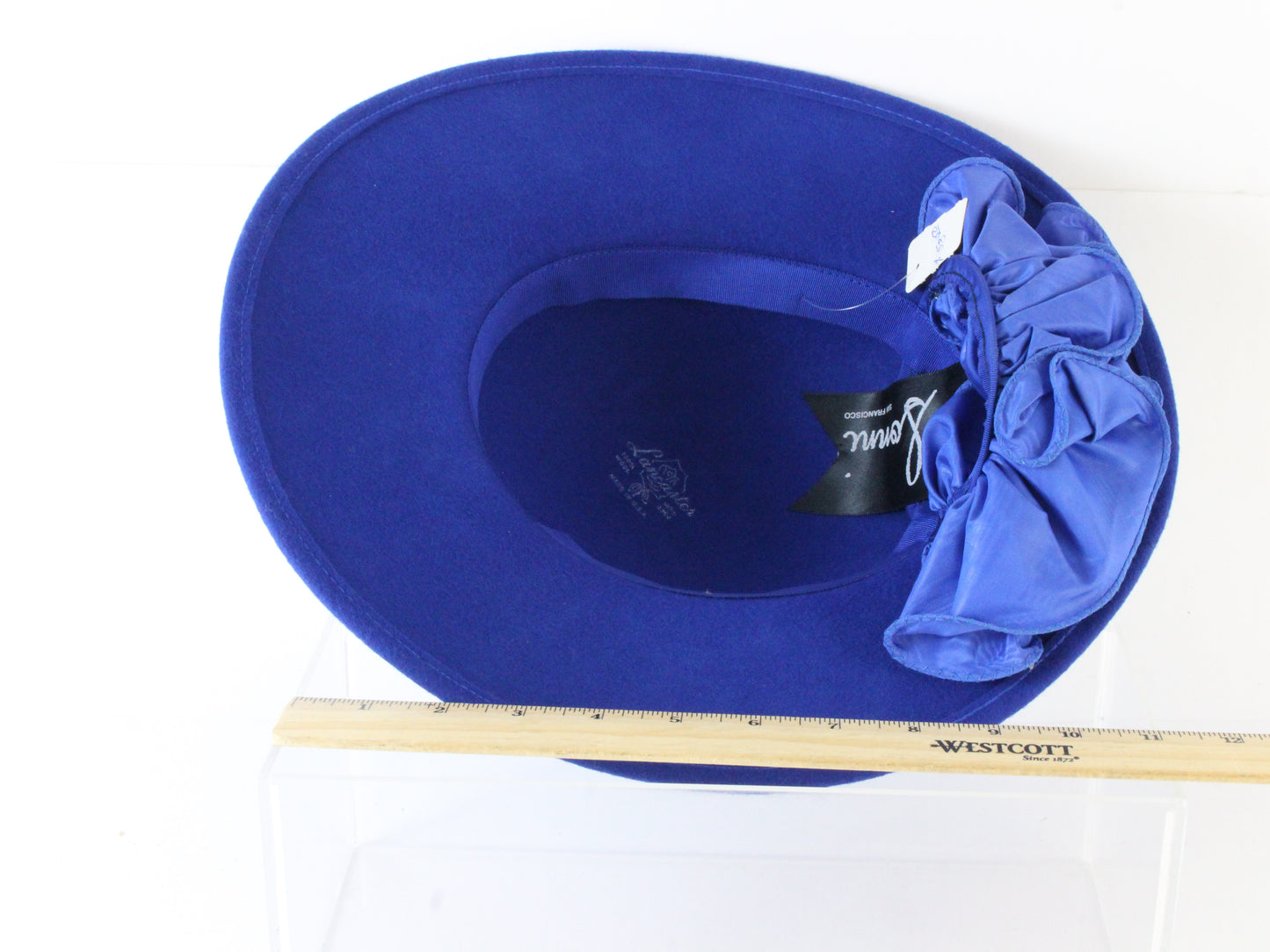 Sonni of California Ladies Royal Blue Wool Felt Hat W/ Ribbon 6 5/8 53cm