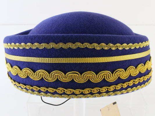 Sonni of California Ladies Boutique Royal Blue Felt Hat W/ Gold Cord 6 7/8 55cm