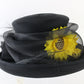 Marzi of Italy Ladies Black Handmade Boutique Hat W/ Sunflowers 6 7/8 55cm