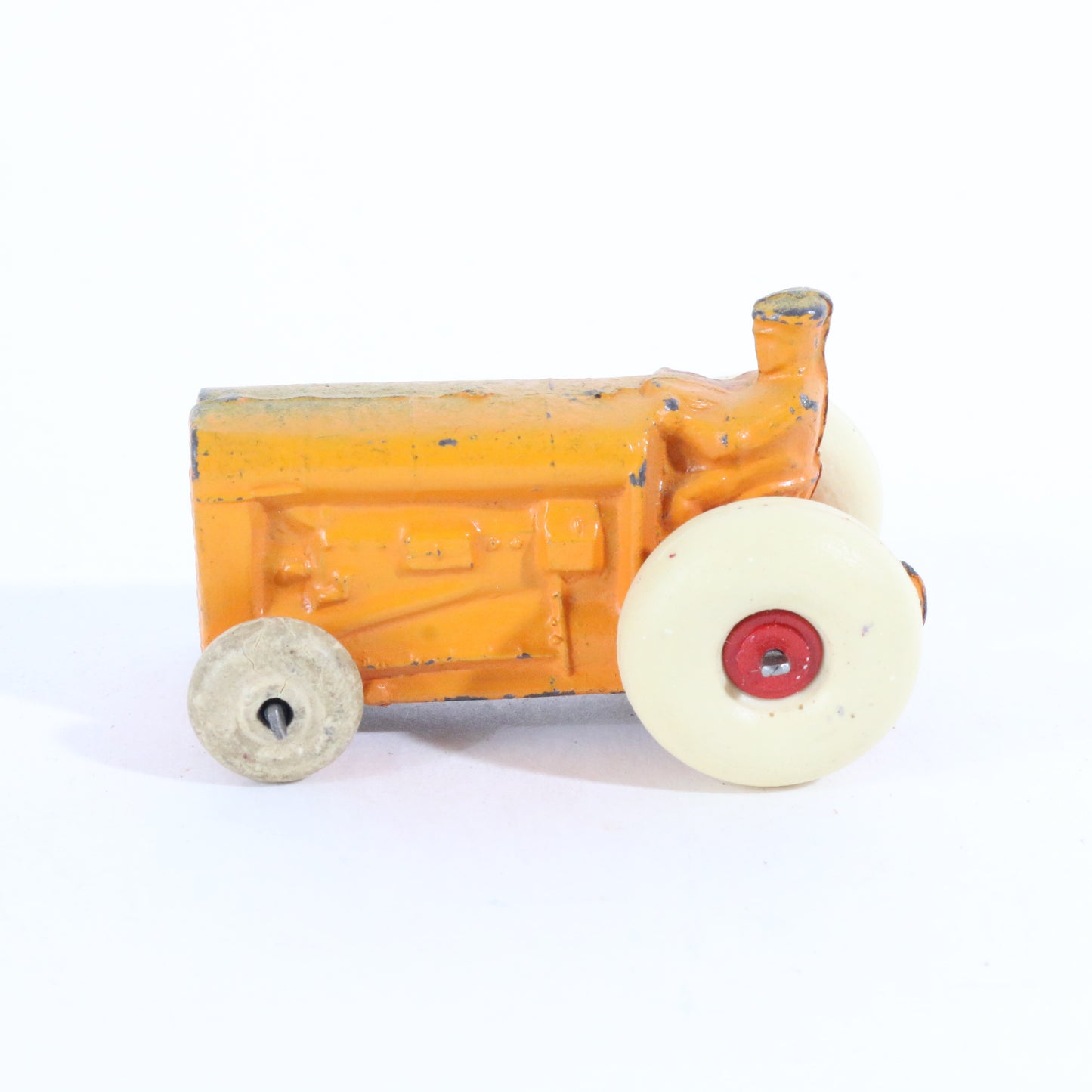 Vintage Orange Tractor w/ White Rubber Wheels 2.25"