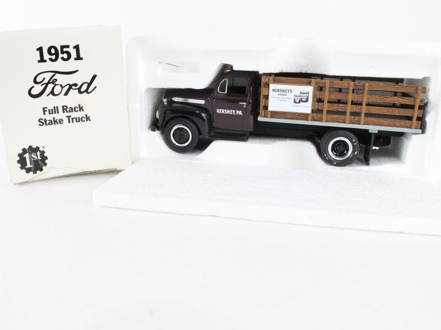 1951 Ford F-6 Full Rack Stake Truck Hershey's Syrup First Gear 1:34 19-1363