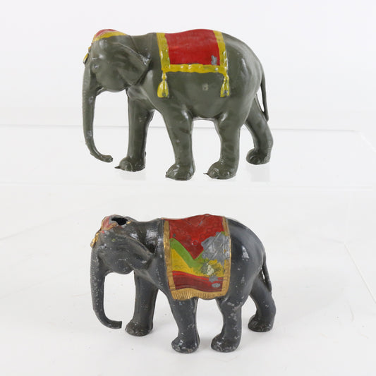 Pair of Metal Elephants with Blankets, Lead, Britains or Similar