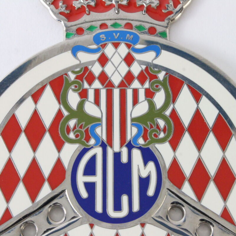 ACM Auto Club De Monaco Monte Carlo Car Badge Auto Embl 3.75" Metal Vintage