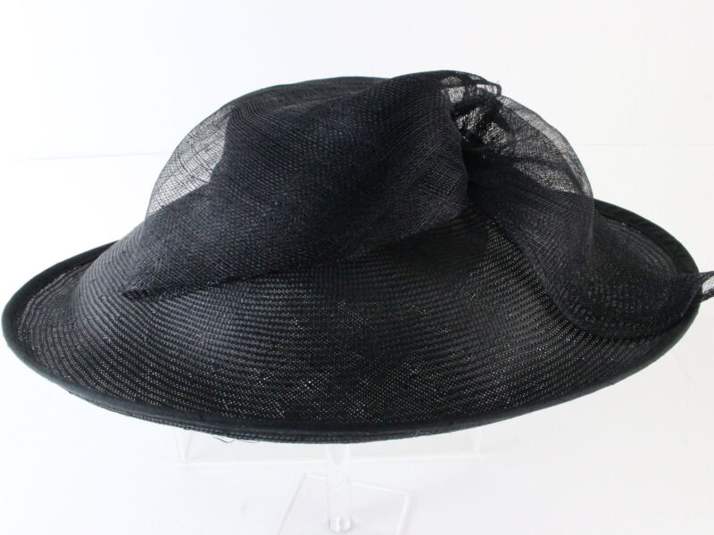 Peter Bettley London Ladies Boutique Black Church Hat W/ Bow 6 7/8 55cm