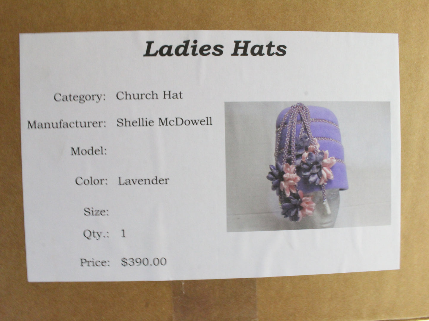 Shellie Mcdowell New York Ladies Lavendar Felt Boutique Hat W/ Flowers 7 56cm