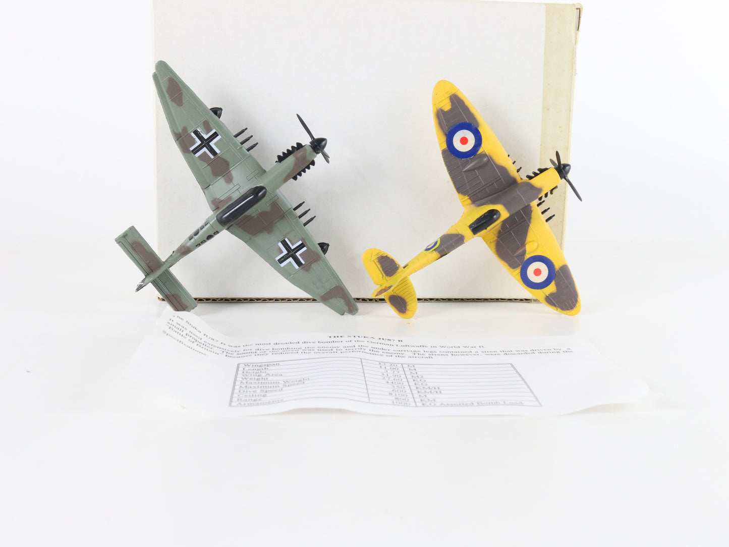 Set Of 2 Stuka Ju87b & Spitfire Fighter & Dive Bomber Metal Planes 00a445