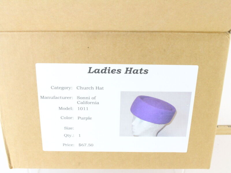 Sonni Of California Ladies Purple Felt Pillbox Hat 7 1/8 57cm