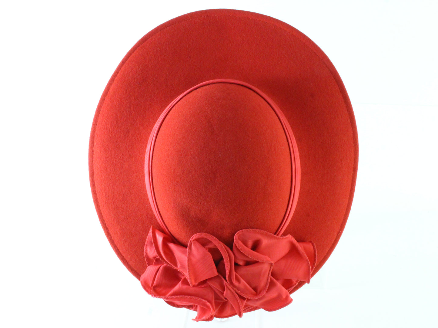 Sonni of California Ladies Elegant Boutique Red Wool Felt Hat W/ Bow 6 3/4 54cm