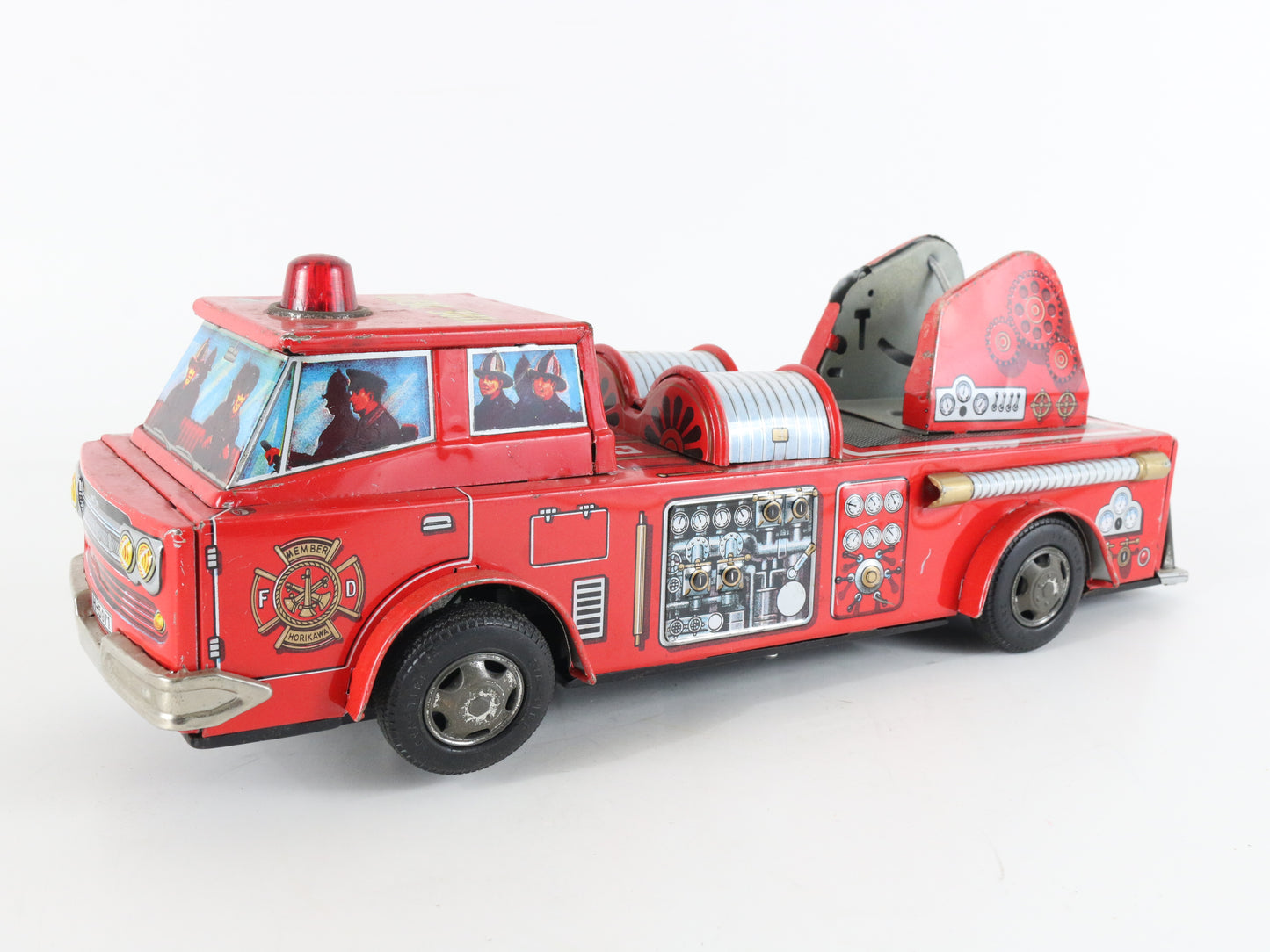 Yonezawa Tin Metal Litho Fire Truck, Missing Ladder