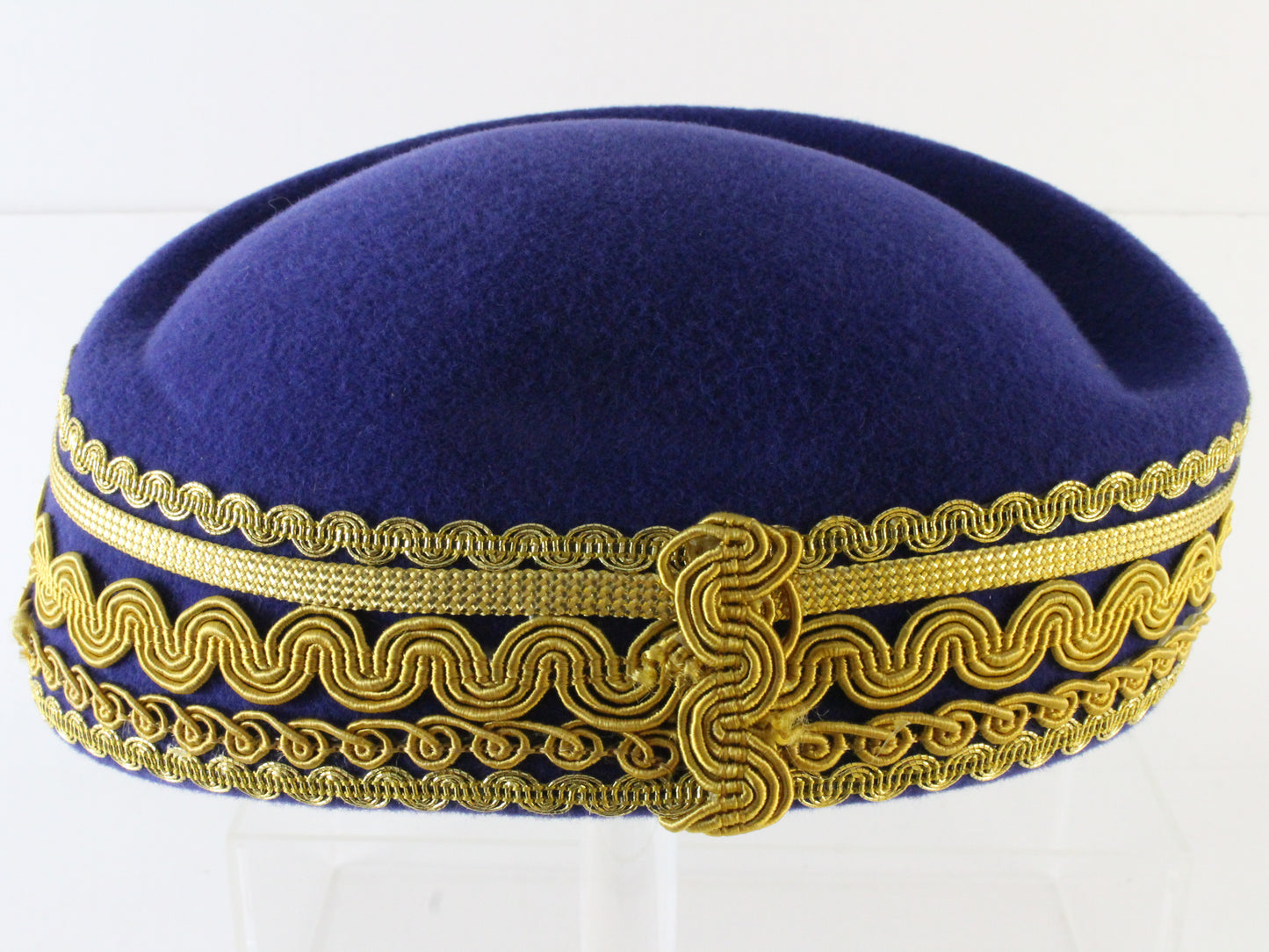 Sonni of California Ladies Boutique Royal Blue Felt Hat W/ Gold Cord 6 7/8 55cm