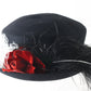 Chapeau Creations Ladies Black Fancy Boutique Felt Hat W/ Feathers 6 7/8 55cm