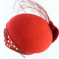 George Zamaul Ladies Boutique Red Felt Hat W/ Rhinestones 6 7/8 55cm