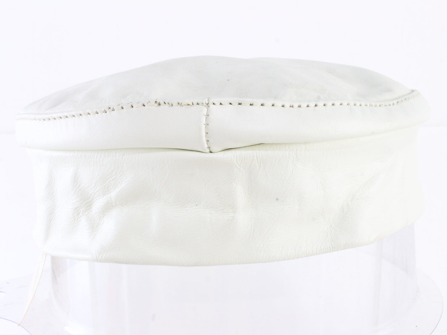 Henschel Ladies White Genuine Leather Pillbox Cap MULTIPLE SIZES