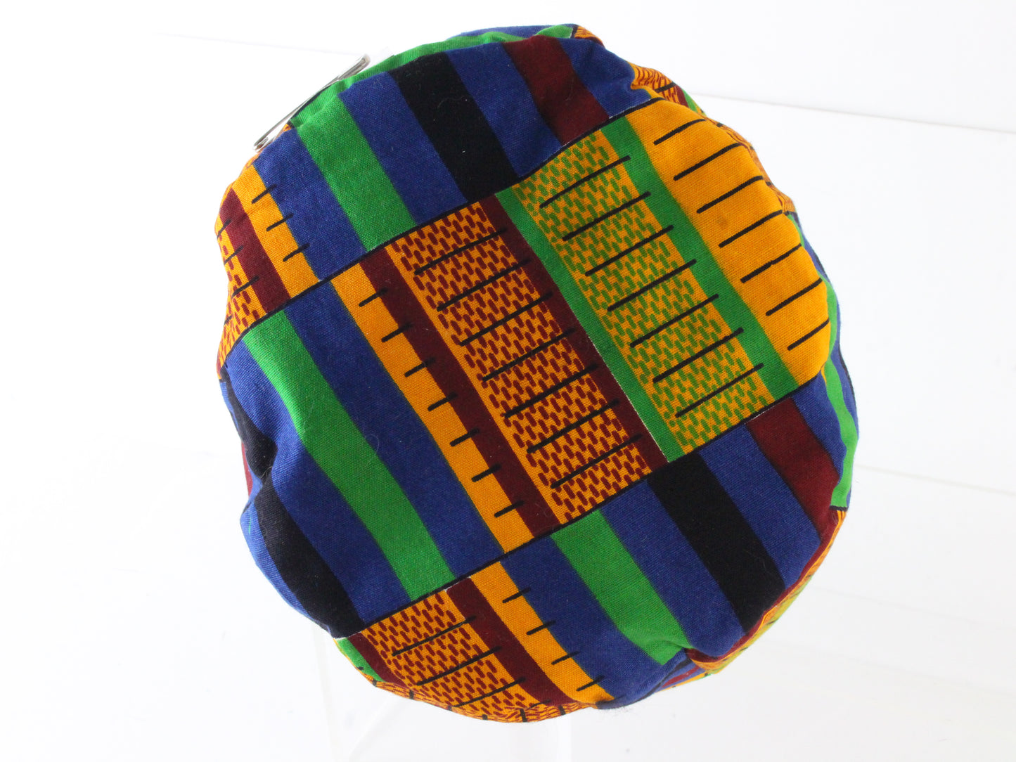 Mens Blue And Orange Rectangle Pattern Authentic African Cap M