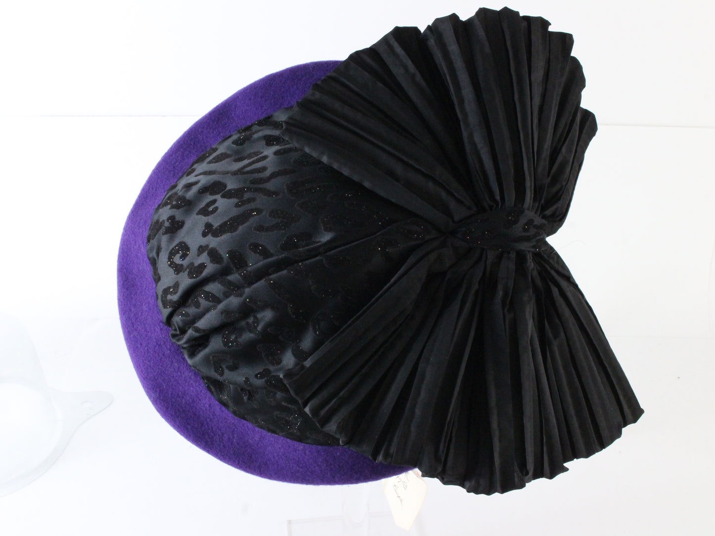 Chapeau Creations Ladies Purple Wool Felt Hat W/ Black Bow 6 7/8 55cm