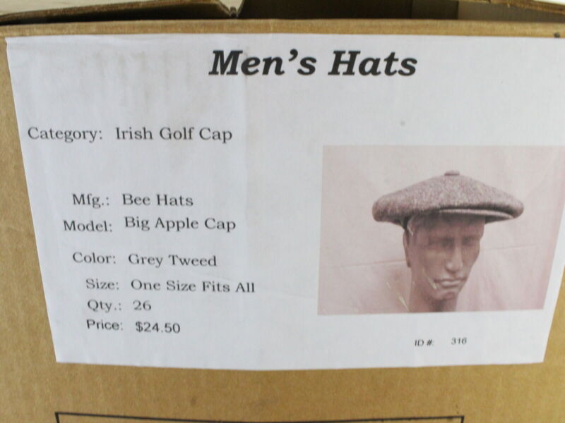 Bee Hats Mens Gray Tweed Big Apple Irish Golf Cap One Size