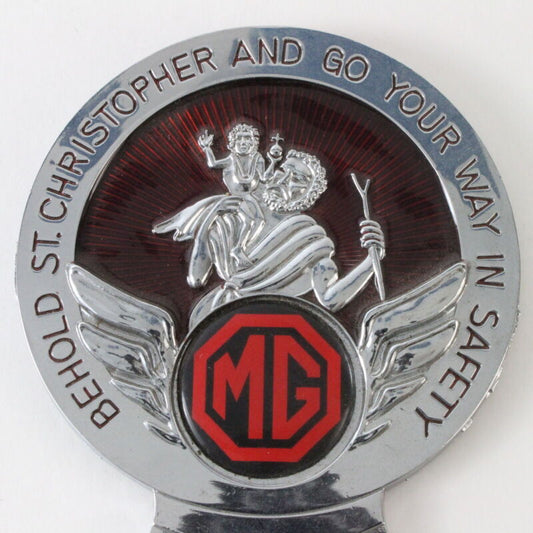 MG Behold St Christopher 3.75" Metal Emblem Badge License Topper