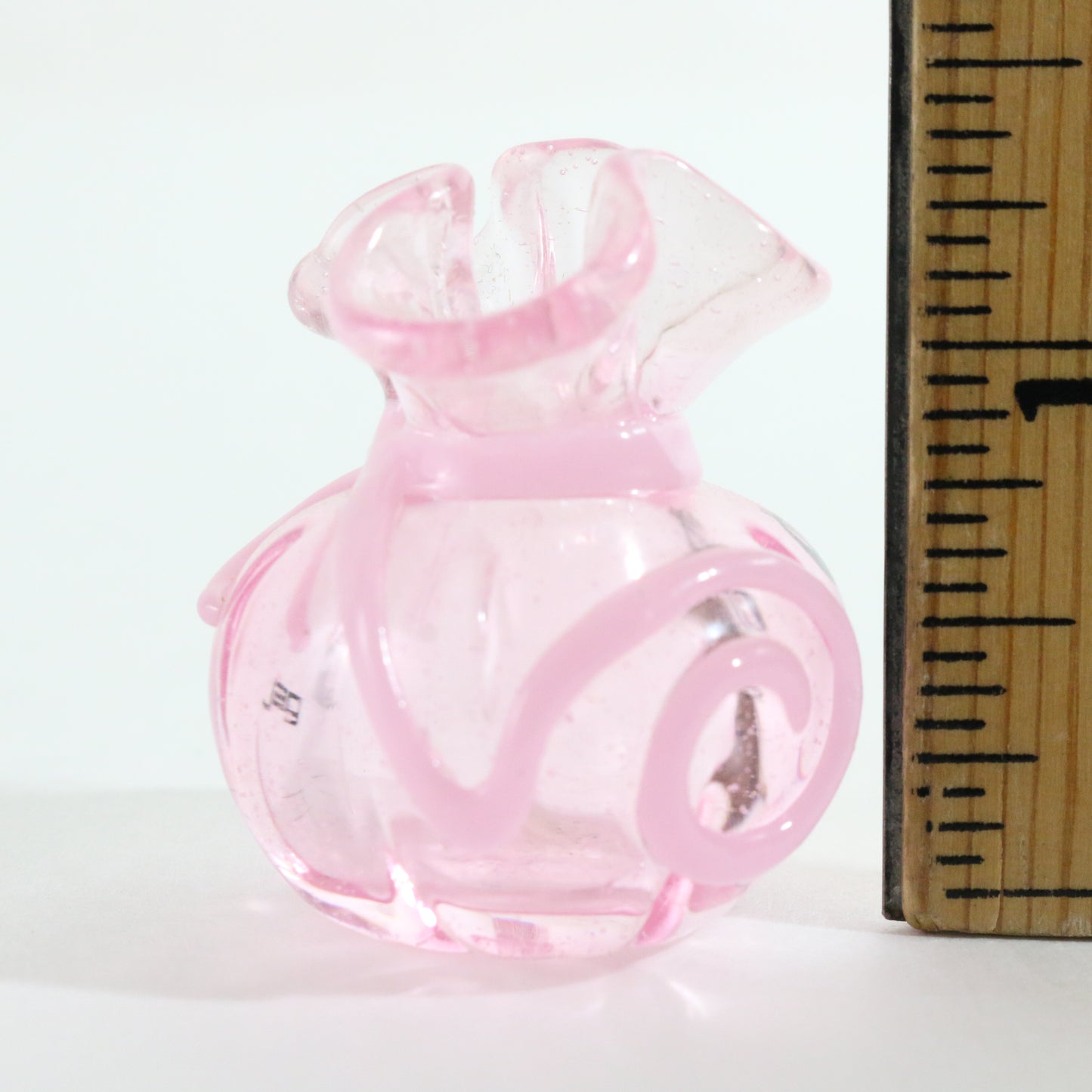 JAG Just Another Gallery Glass Money Bag Pink #8 Signed 1.5"