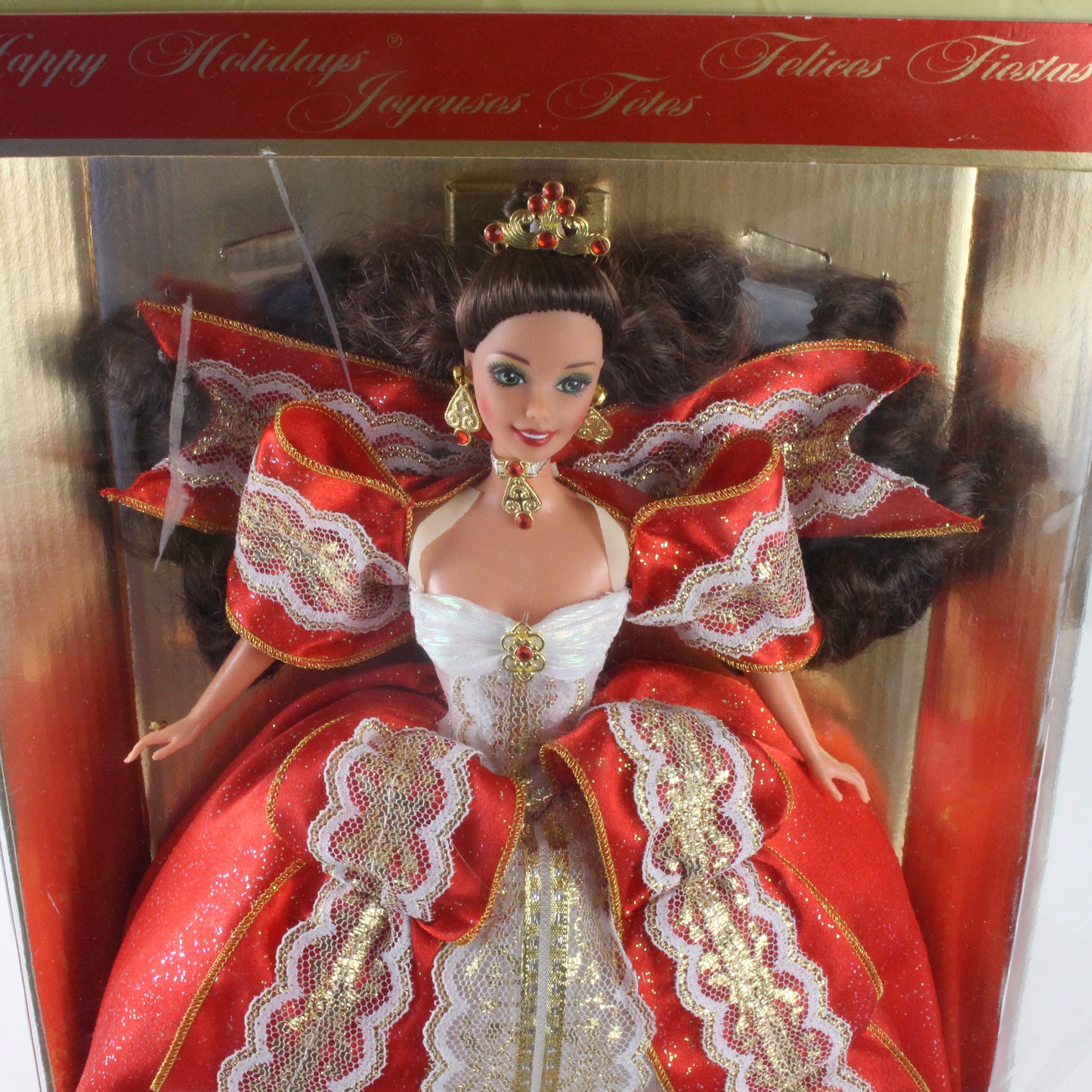 Happy Holidays Barbie Brunette W/ Red Gown Mattel 17832 Foreign Release